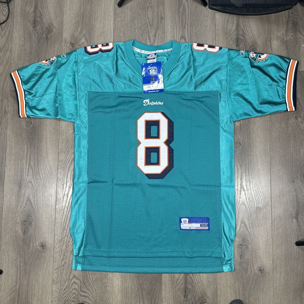 Miami Dolphins Dante Culpepper Size 52 SEWN green jersey by Reebok Size 50